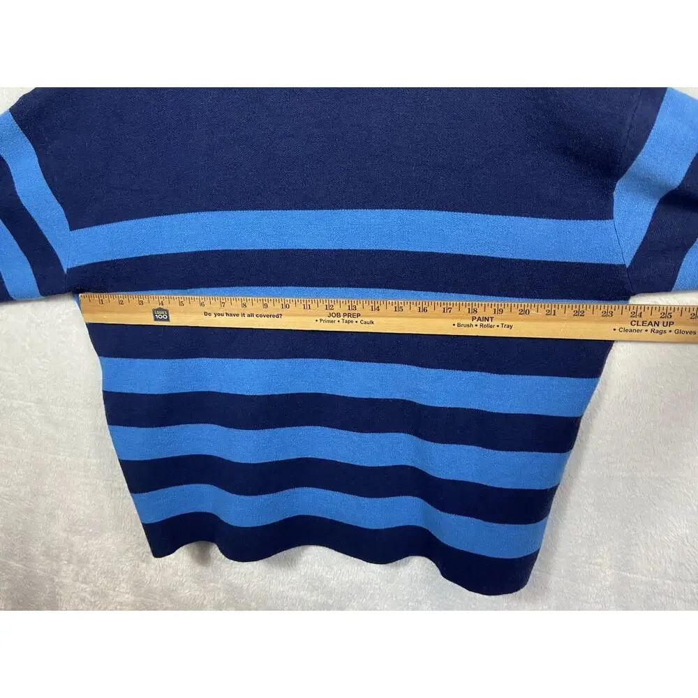 Maeve Anthropologie Striped Sweater Women’s Mock Neck Retro Blue Tones Medium